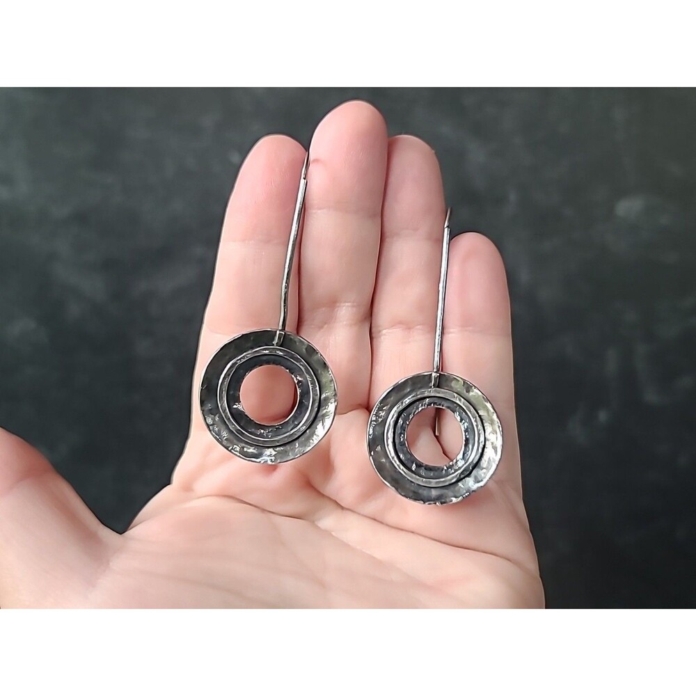 Silpada Hammered 925 Sterling Silver Open Circle Earrings W1665 Retired Israel